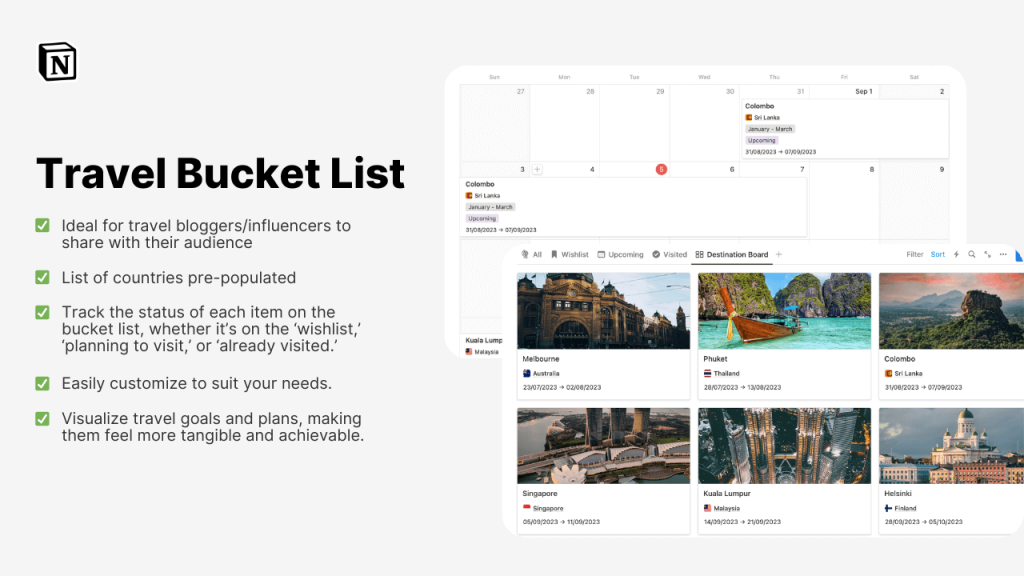 Travel Bucket List Notion Template
